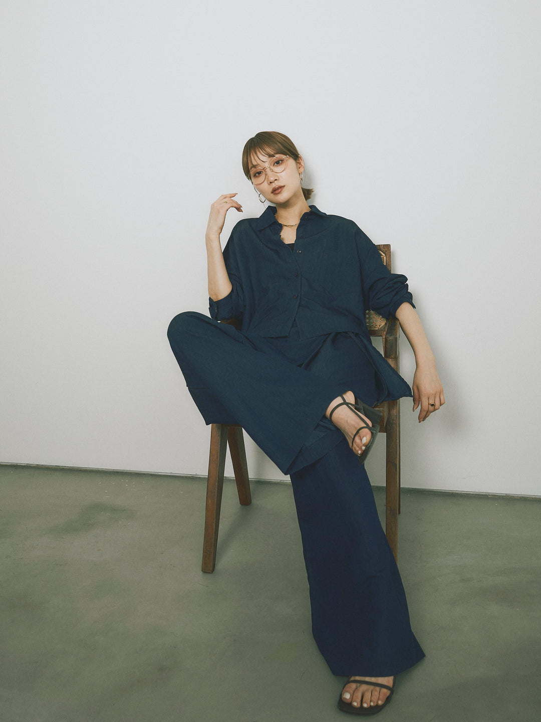 【Allure】[SET]ラップ付テンセルシャツSET UP +ラップ付テンセルシャツSET UP (2set)
