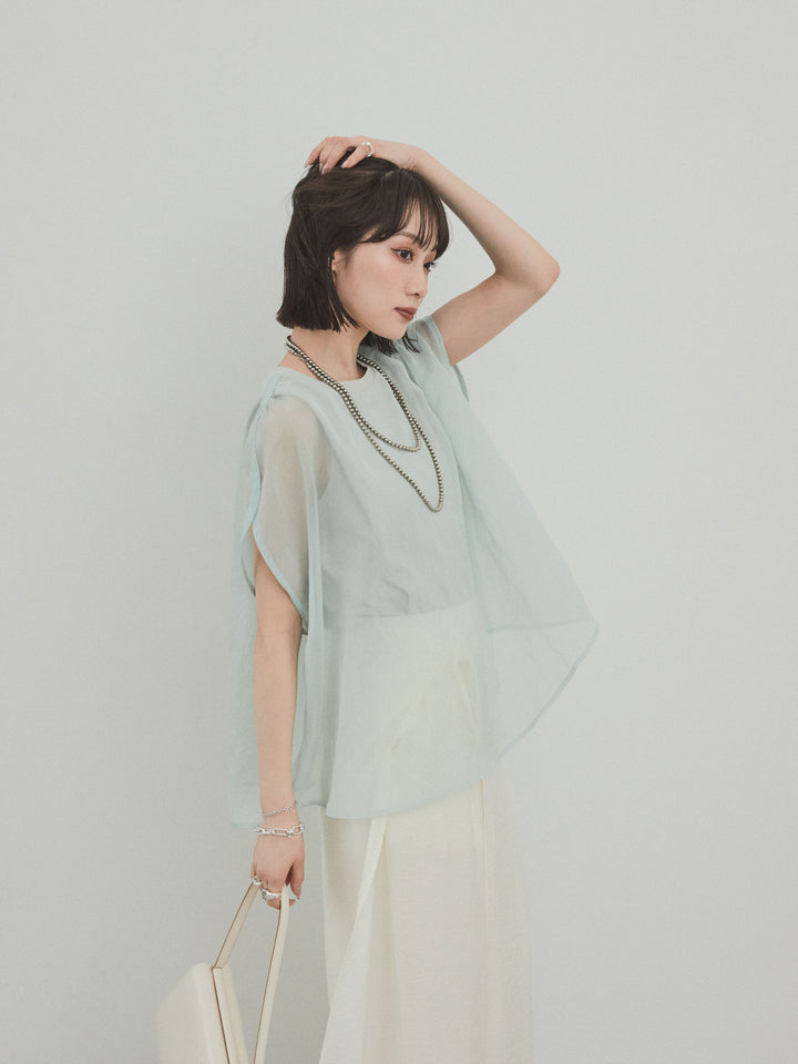 [予約]コンパクトスムースシアーレイヤードトップス/ミント