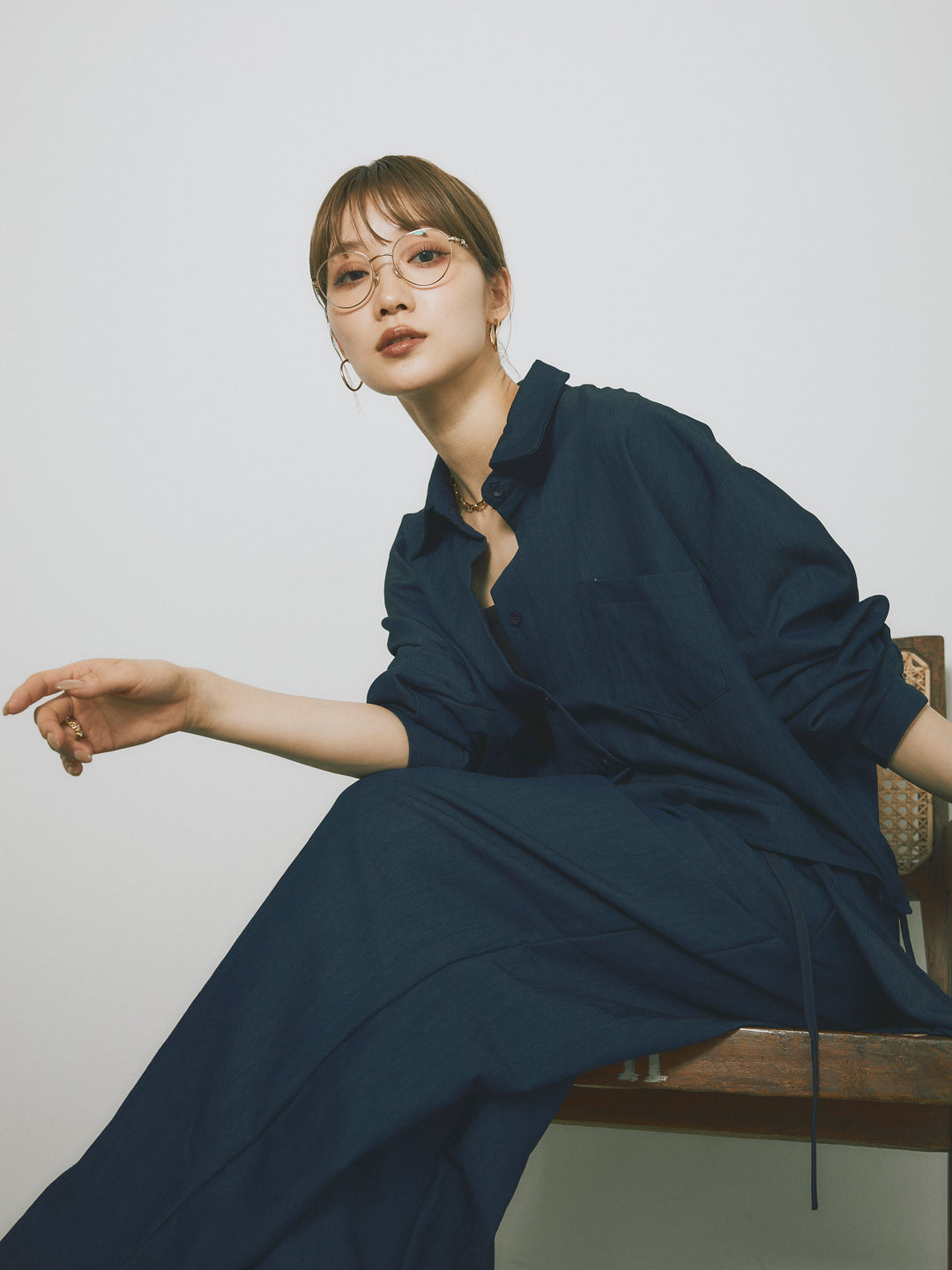 【Allure】[SET]ラップ付テンセルシャツSET UP +ラップ付テンセルシャツSET UP (2set)