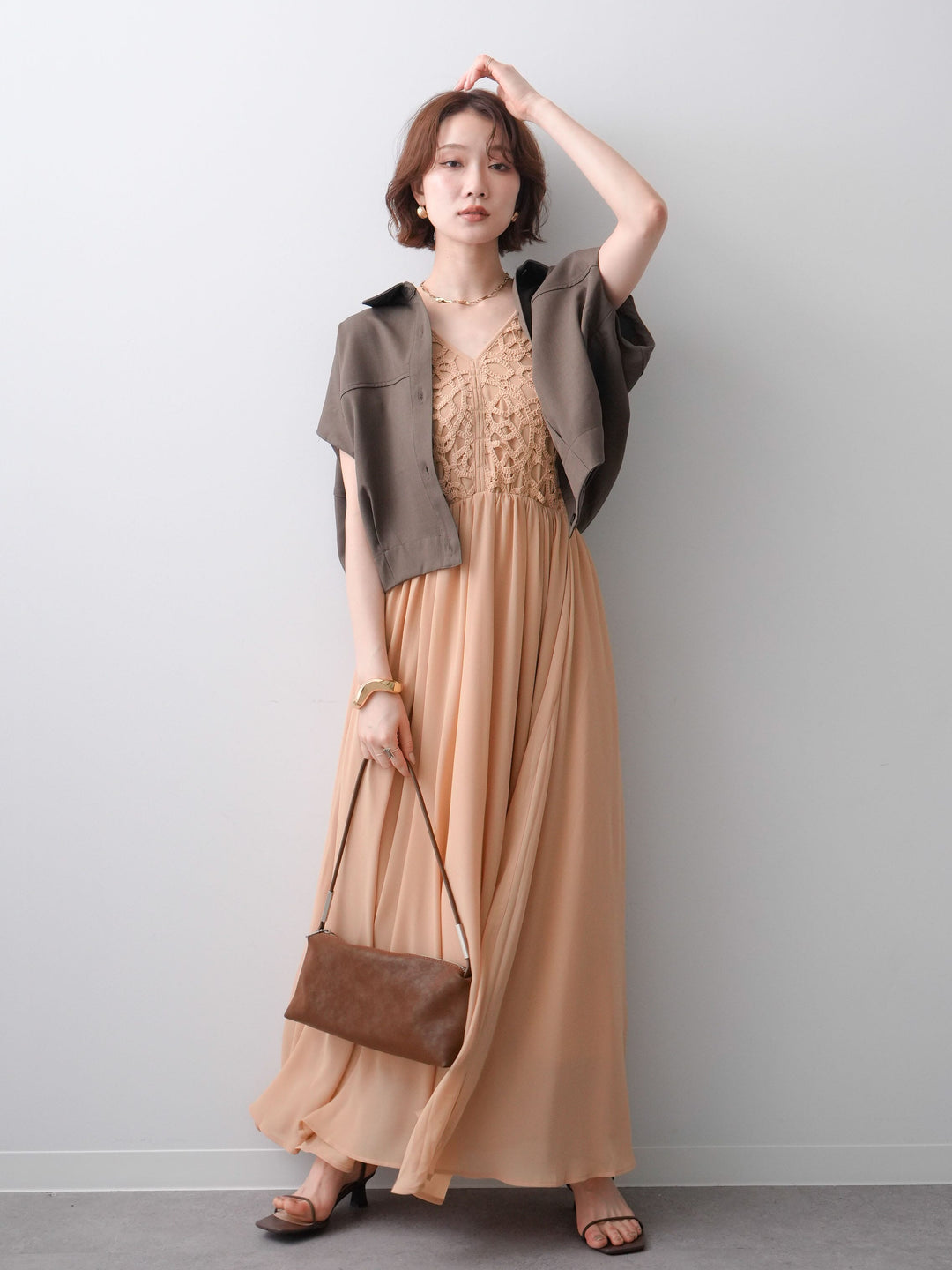 [SET]クロシェシフォンキャミワンピース+選べるアクセセット(2set)