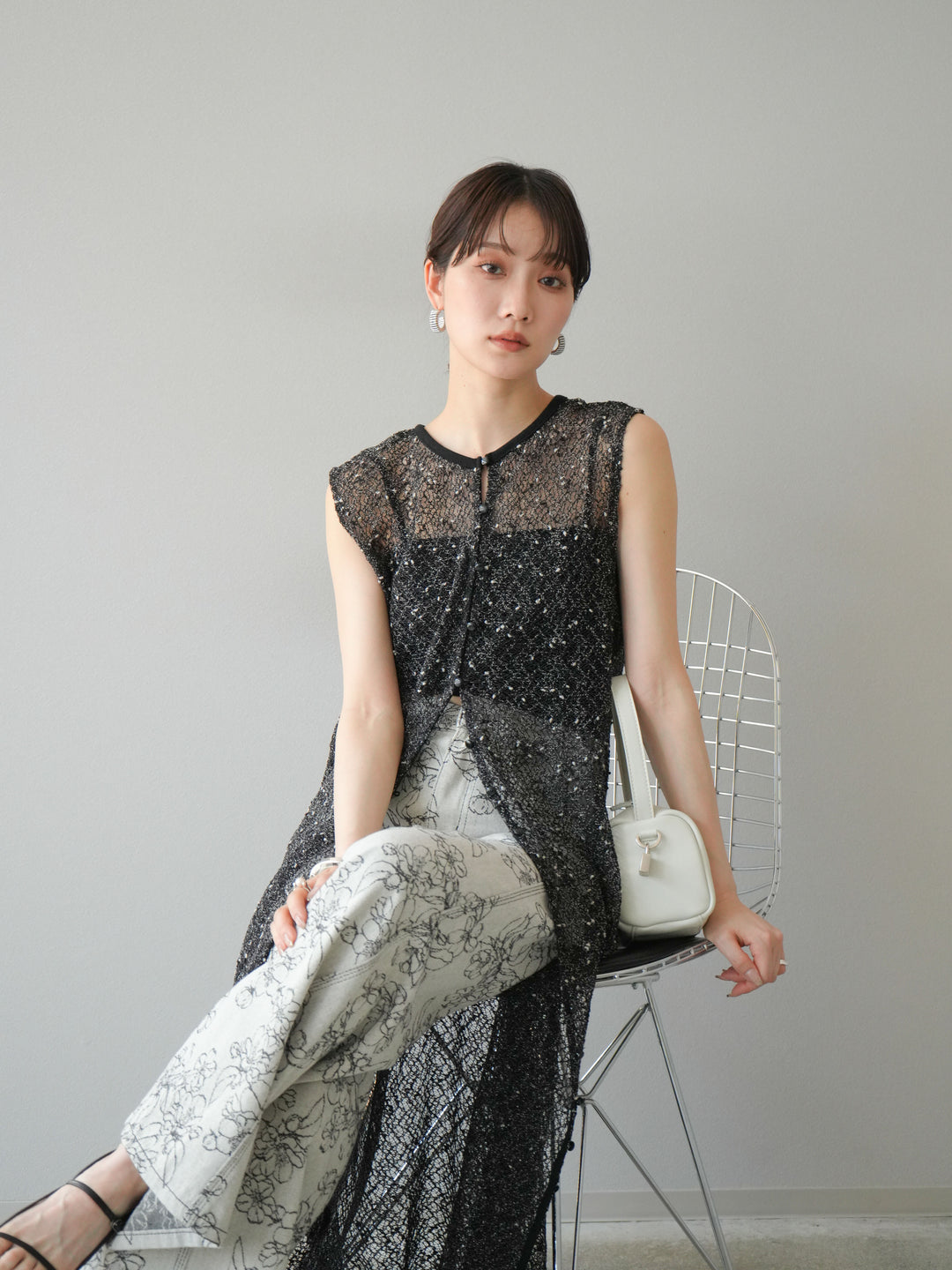 [予約]2WAYネップメッシュワンピース/ブラック