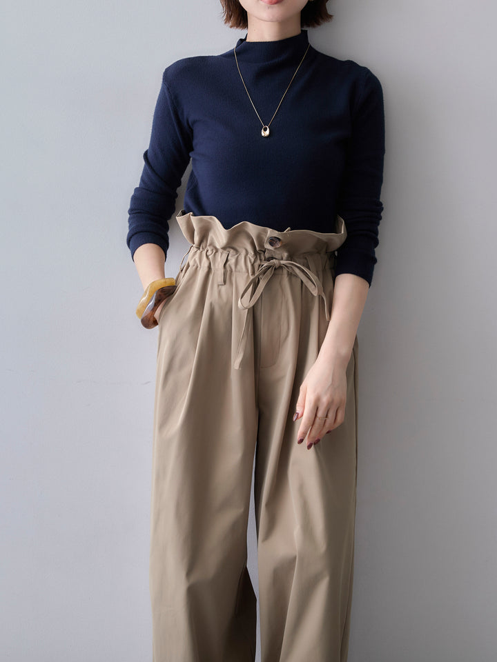 [予約]モックネックリブスリムニットトップス/navy