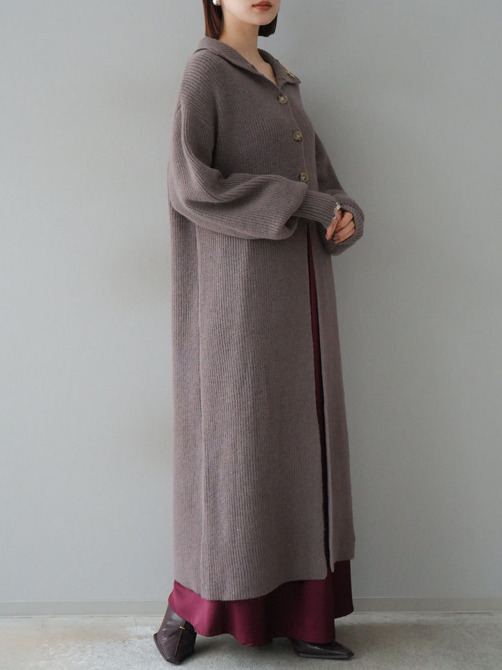 [Pre-order] Long turtleneck knit cardigan/mocha
