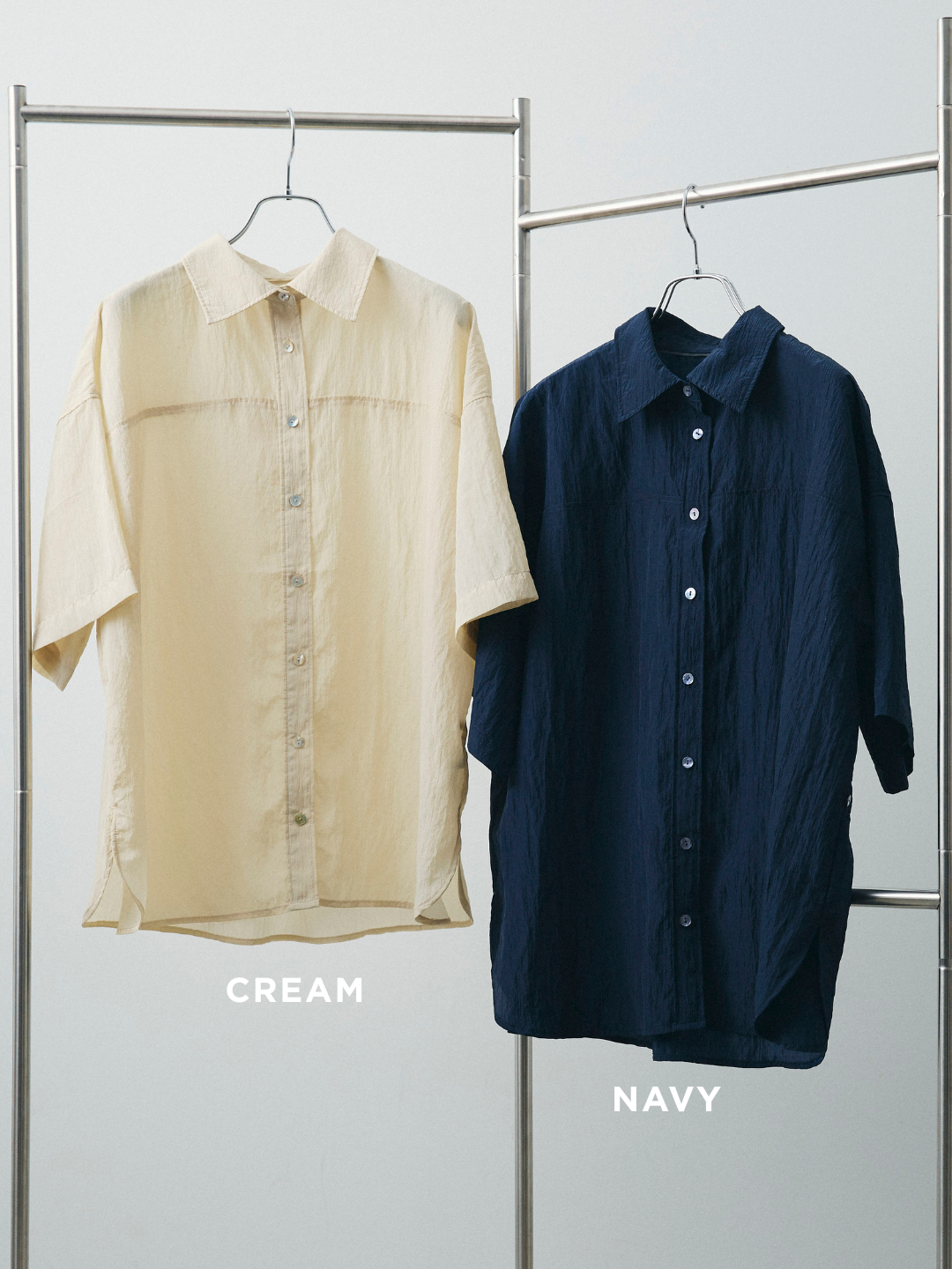 [SET]2WAYナイロンワッシャーハーフシャツ+サテンワッシャーナロースカート(2set)