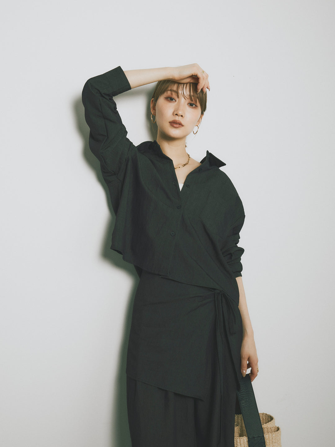 【Allure】[SET]ラップ付テンセルシャツSET UP +ラップ付テンセルシャツSET UP (2set)
