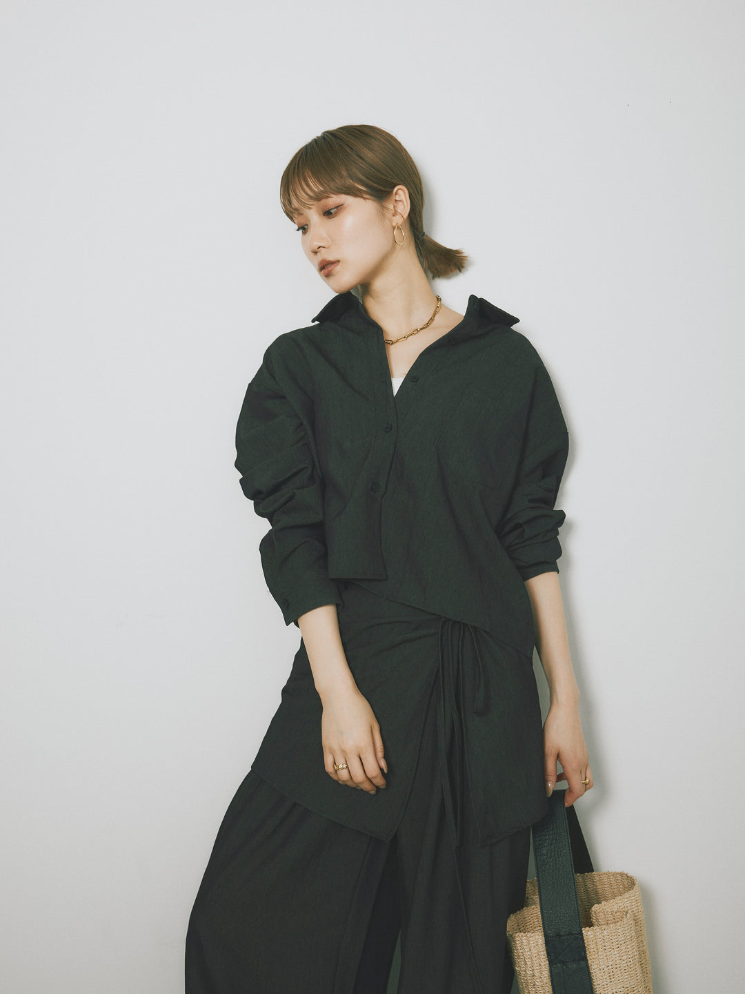 【Allure】[SET]ラップ付テンセルシャツSET UP +ラップ付テンセルシャツSET UP (2set)