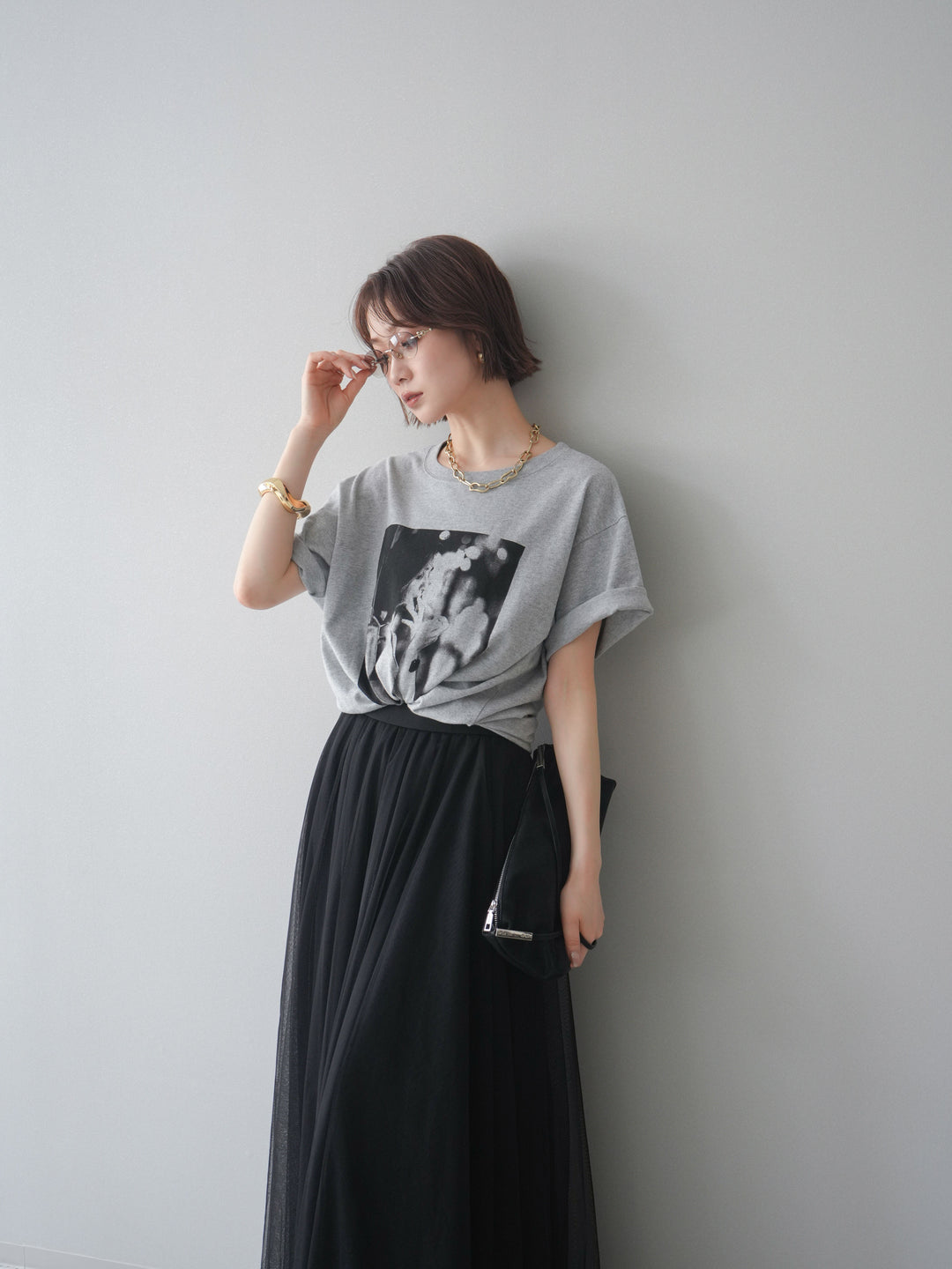 [予約]モノクロフォトTシャツ/mokugray2