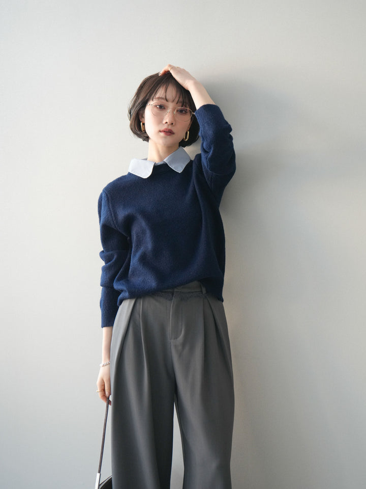 [予約]2WAY襟ニットプルオーバー/navy