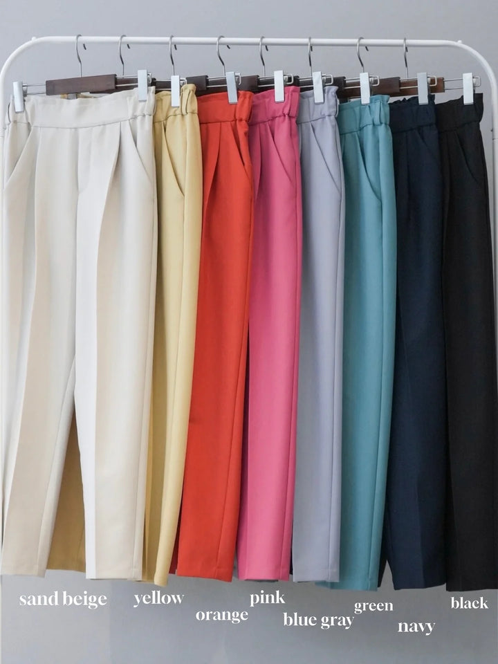 [SET] Chiffon pleated blouse + easy tapered pants (2set)