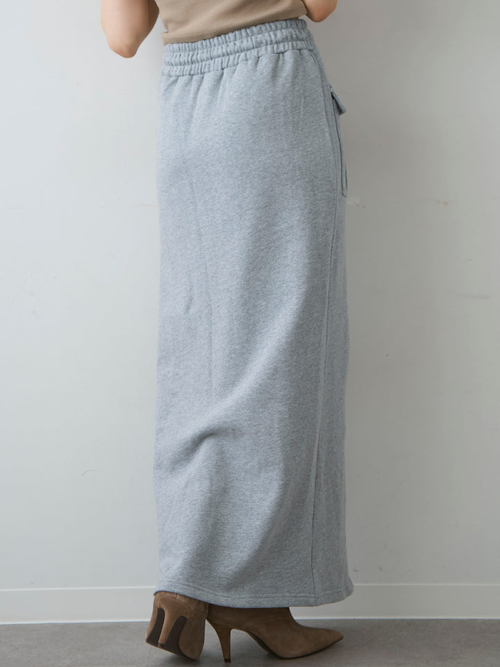 [予約]フロントZIPポケットデザインスウェットスカート/gray