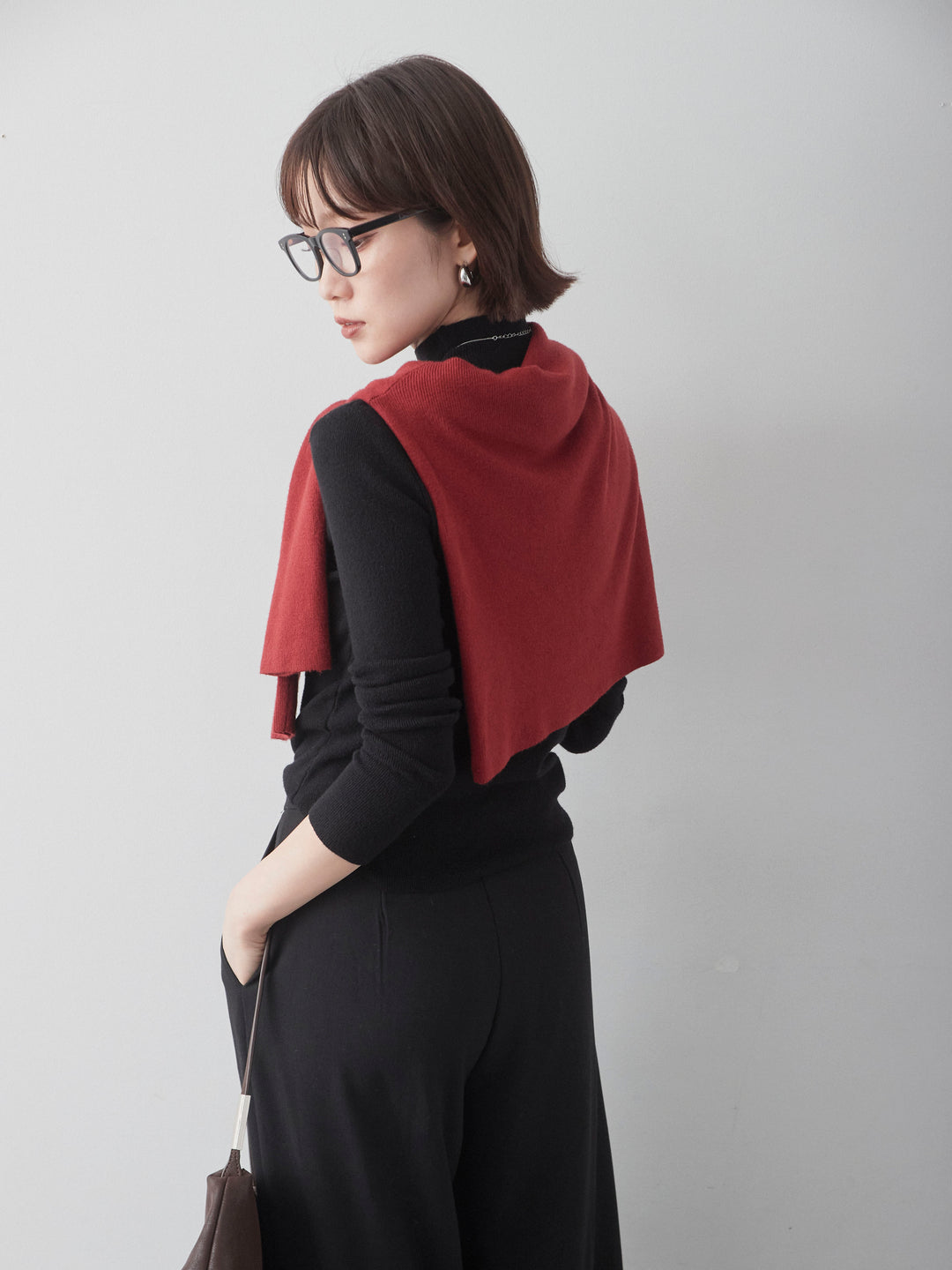 [予約]モックネックリブスリムニットトップス/navy