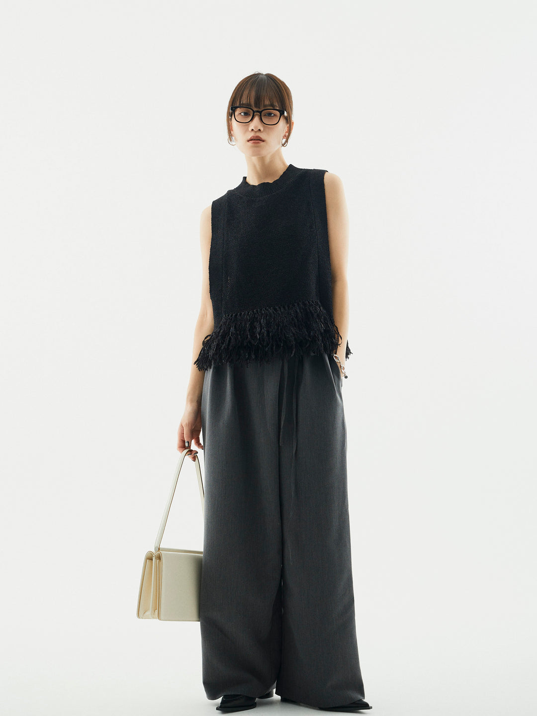 【Allure】[SET]フェザーヤーンニットベスト+フェザーヤーンニットベスト(2set)