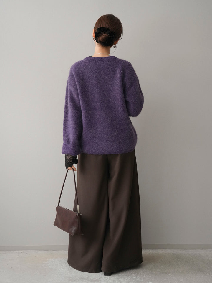 [予約]アンゴラタッチクルーネックニットプルオーバー/purple