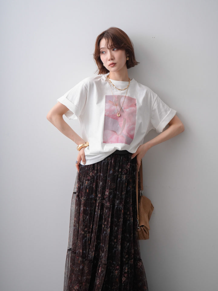 [SET]ニュアンスフローラルフォトTEE+選べるアクセセット(2set)