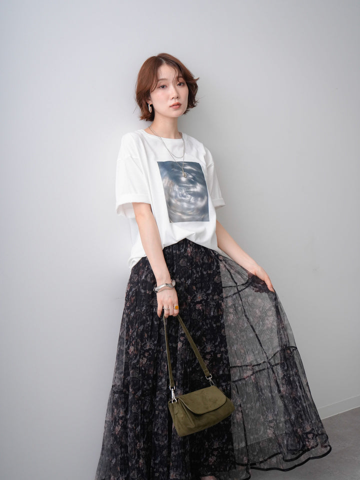 [SET]ニュアンスフォトTEE+フラワーチュールギャザースカート(2set)