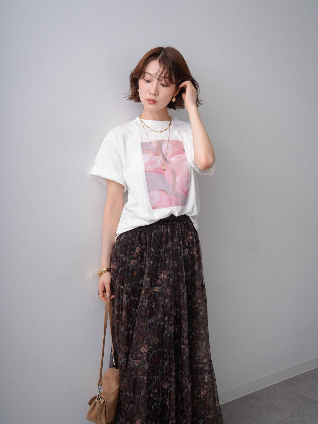 [SET]ニュアンスフローラルフォトTEE+選べるアクセセット(2set)