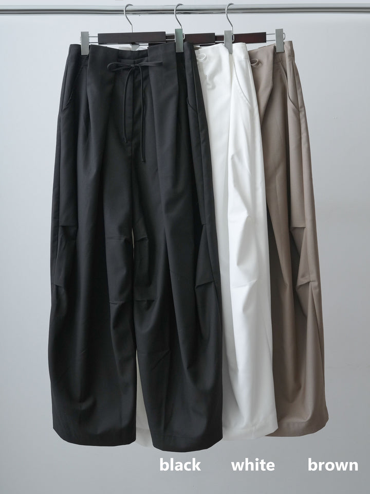 [SET]ローゲージハーフニットカーディガン+ベルトループカーブタックワイドパンツ(2set)