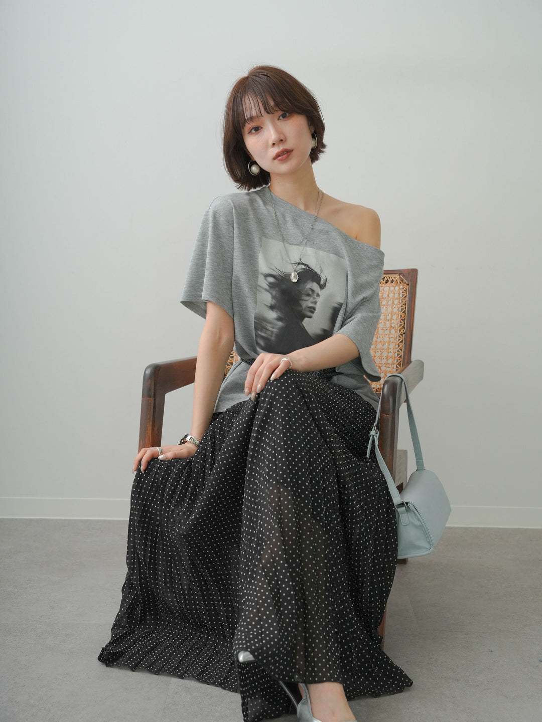 [予約]ワイドネックフォトTEE/gray