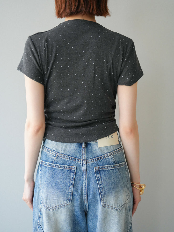 [予約]ラウンドヘムピンドットTEE/charcoal