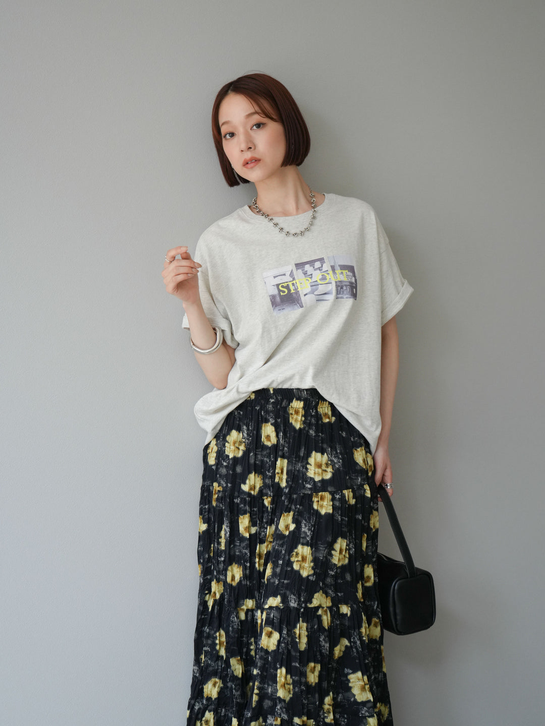 [SET]ネオンロゴコラージュフォトプリントオーバーTシャツ+ネオンロゴコラージュフォトプリントオーバーTシャツ(2set)