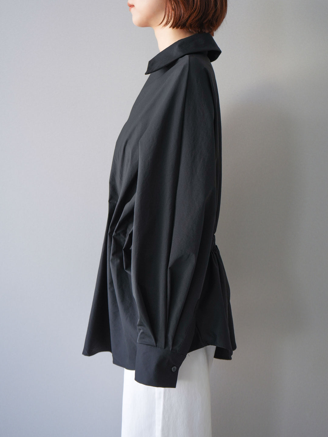 [予約]ウエストギャザースキッパーシャツ/black