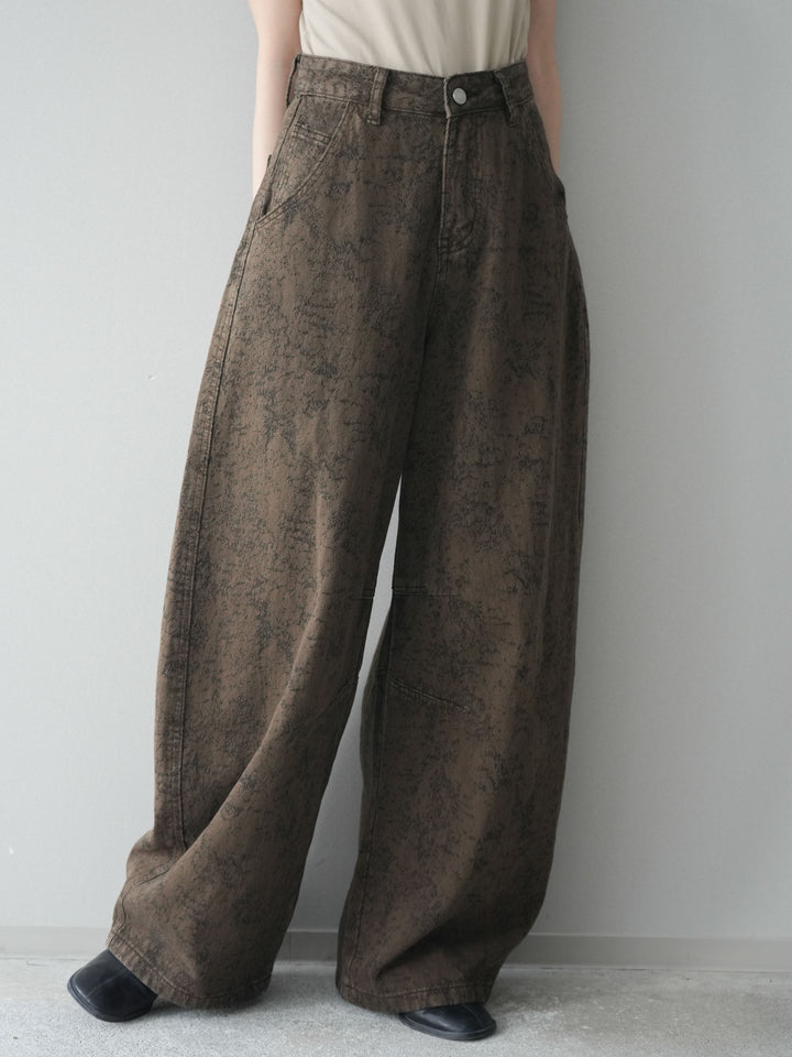 [予約]ジャガードカーブデニムパンツ/brown