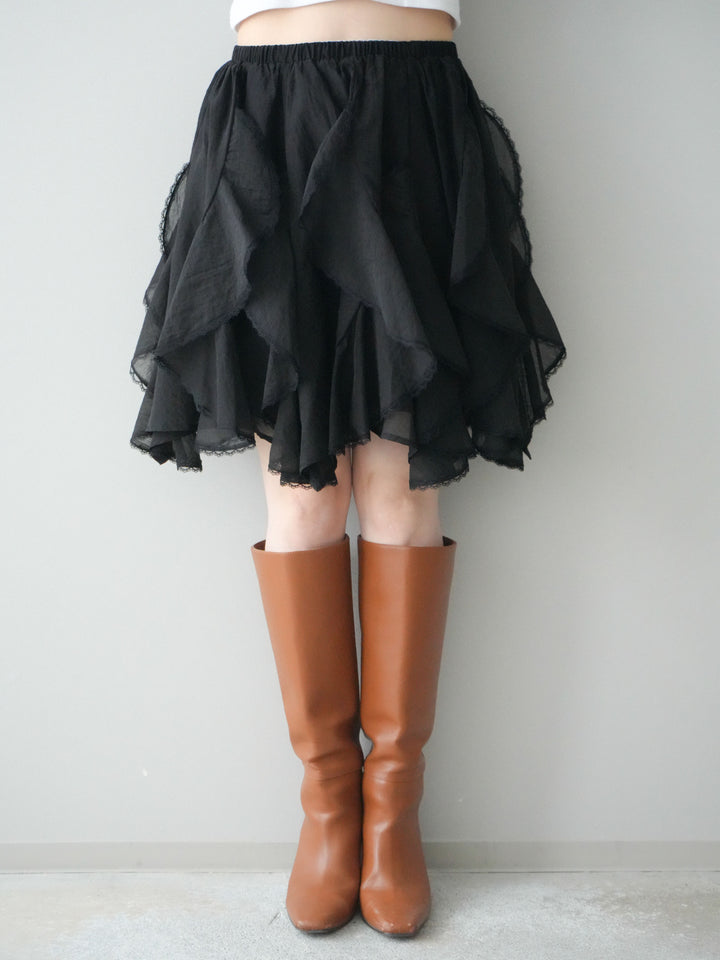 [予約]ラッフルレースミニスカート/black