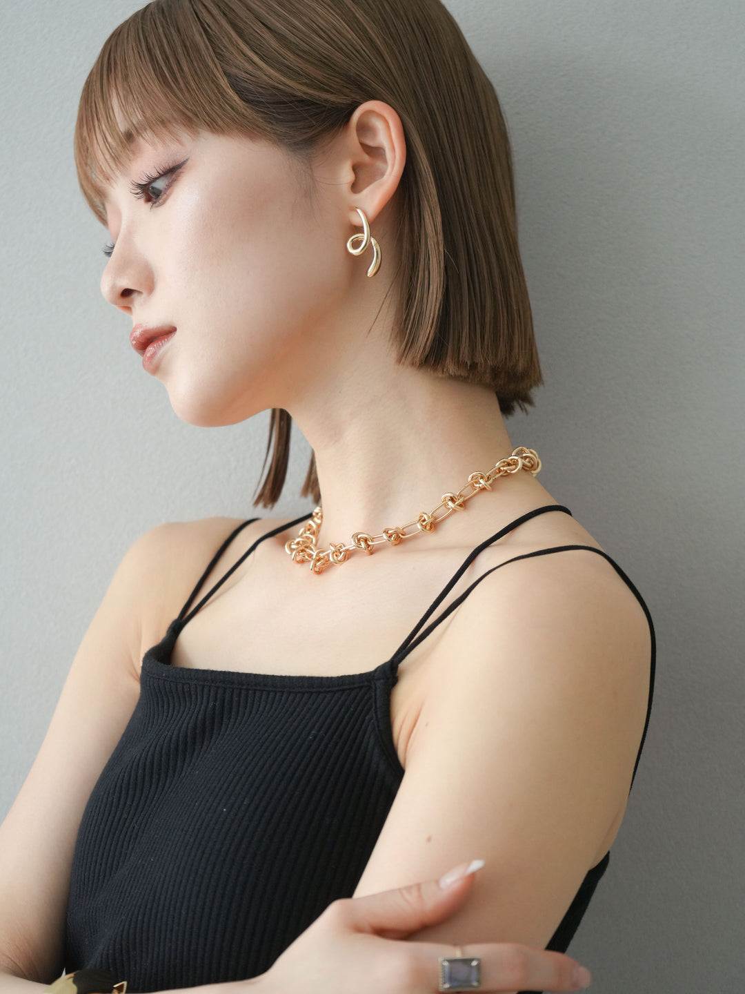 [予約]デザインノットチェーンネックレス/ゴールド