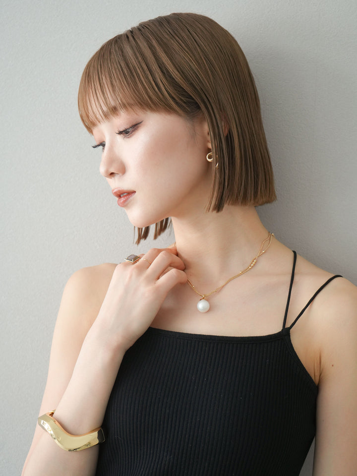 [予約]パールモチーフドットネックレス/ゴールド
