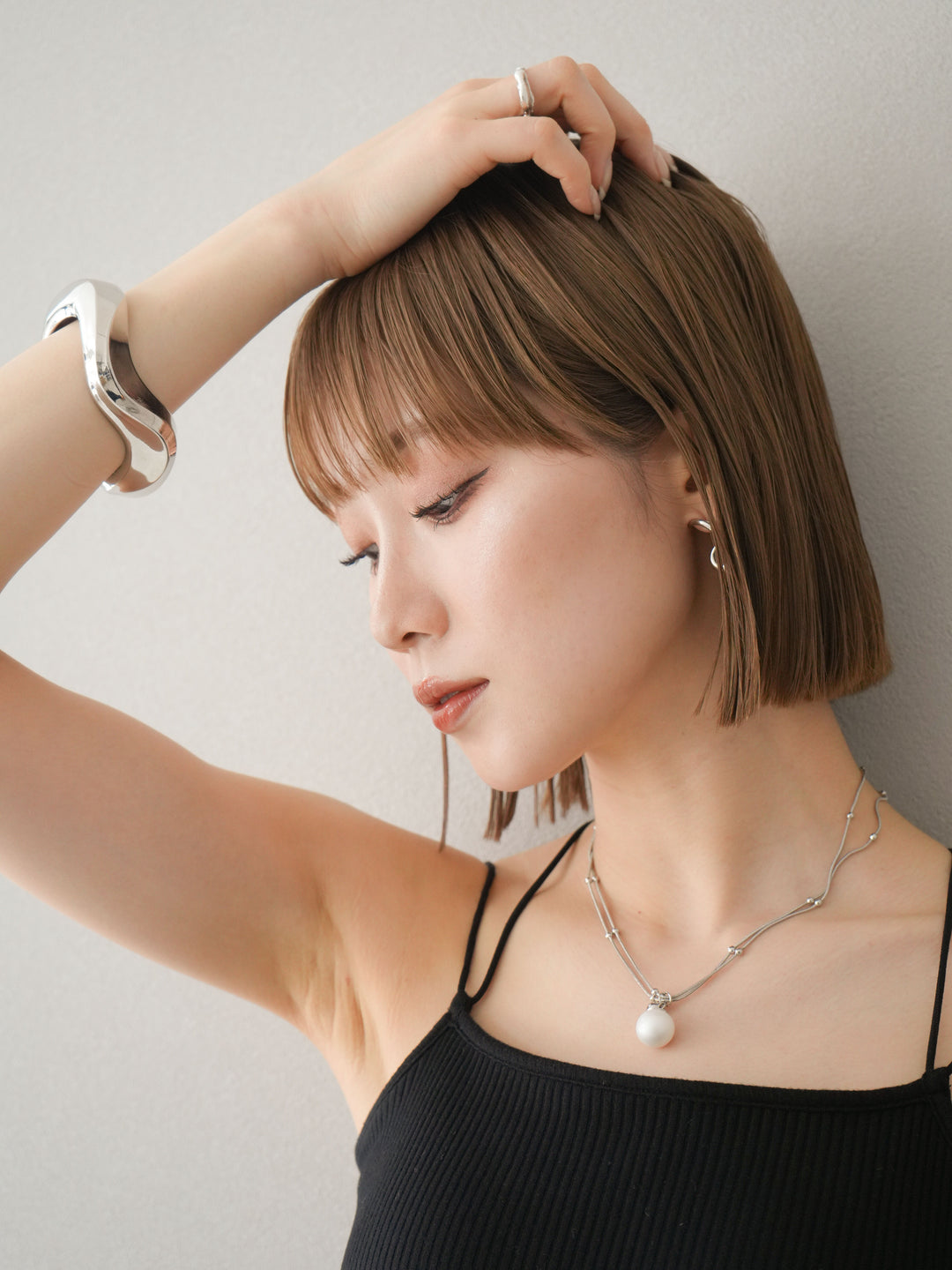 [予約]パールモチーフドットネックレス/シルバー