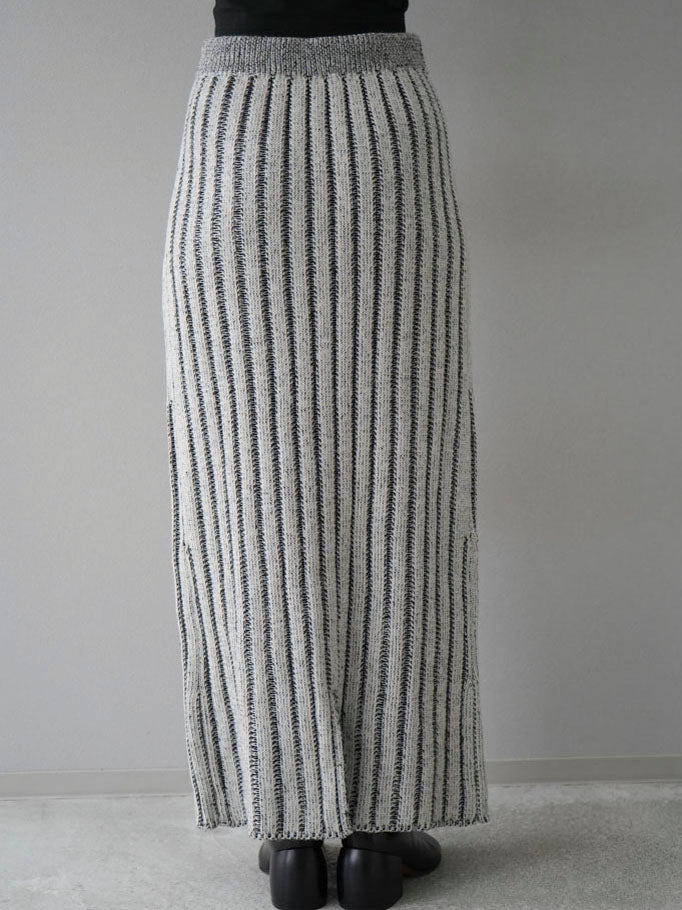 [Pre-order] Color-coordinated wide rib knit skirt/ivory