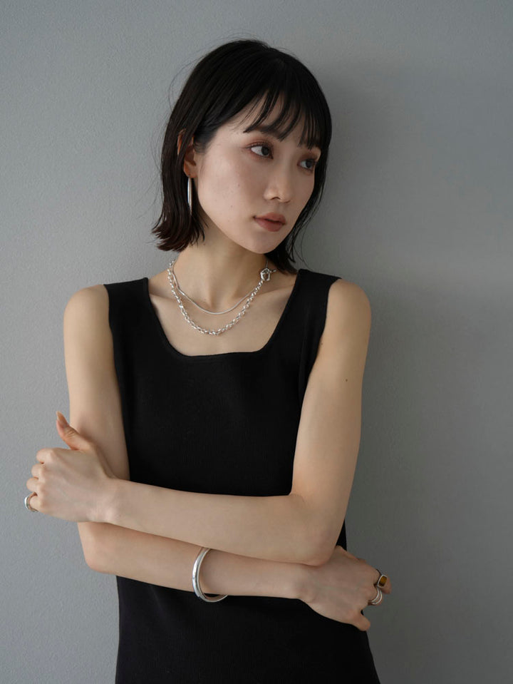 [予約]3WAY MIX CHAIN LONG NECKLACE/シルバー