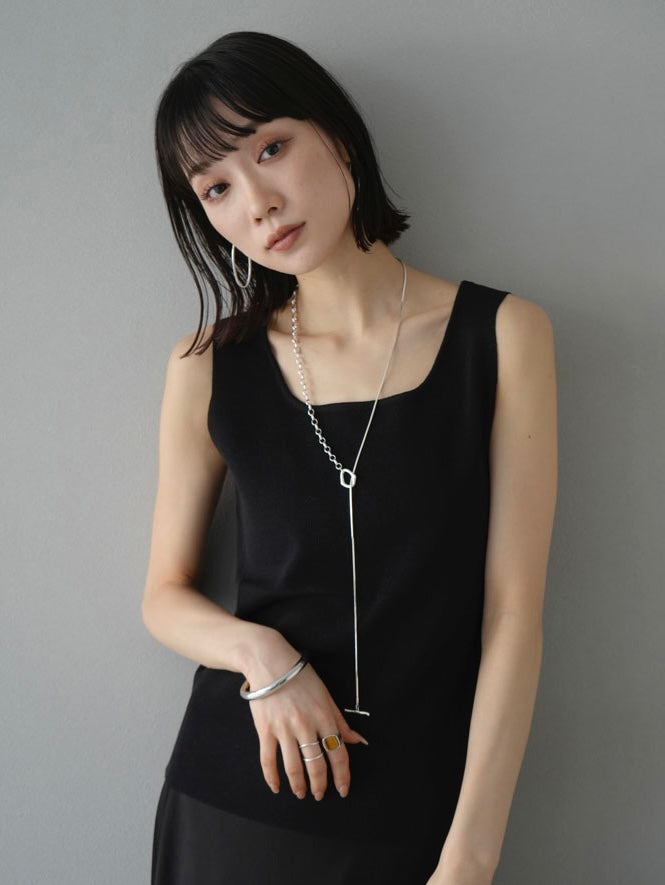 [予約]3WAY MIX CHAIN LONG NECKLACE/シルバー